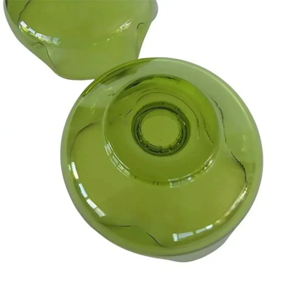 Vintage Green Glass Candle Holders Set of 2 Organic Wavy Retro Decor